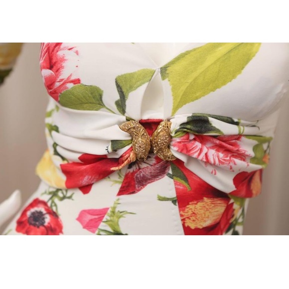 Roberto Cavalli 3/4 Sleeve Dress with Gold Snake Pin - Picture 6 of 10